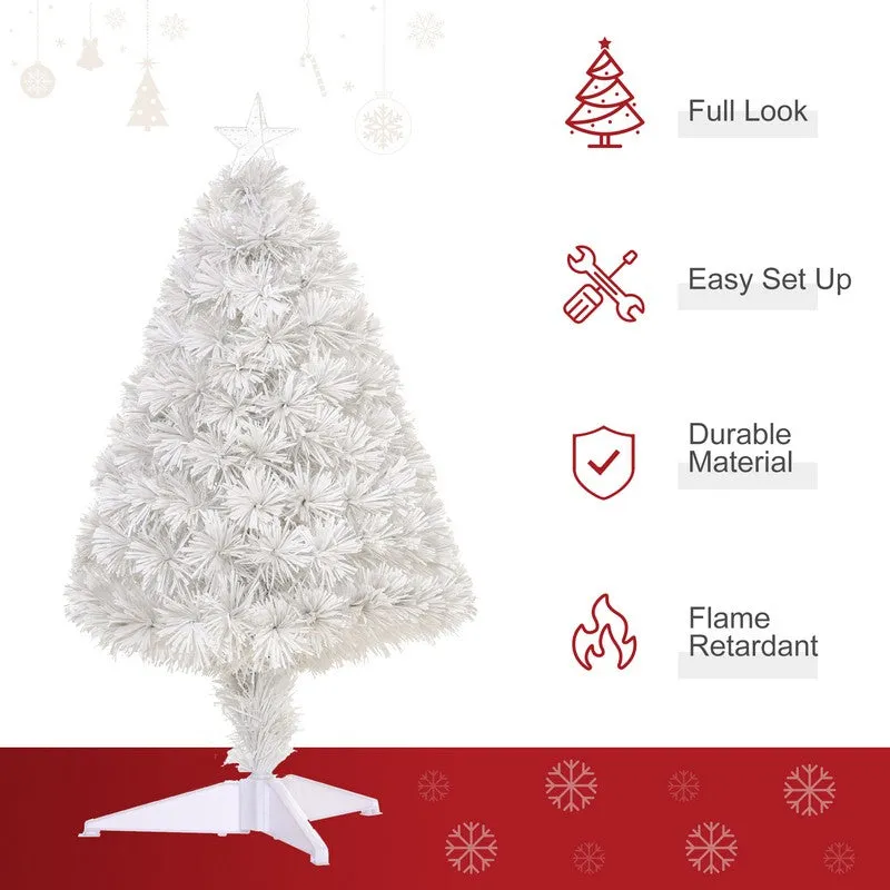 2.5 Foot Prelit Artificial Tabletop Christmas Tree with Fibre Optics Holiday Home Xmas Decoration for Table and Desk