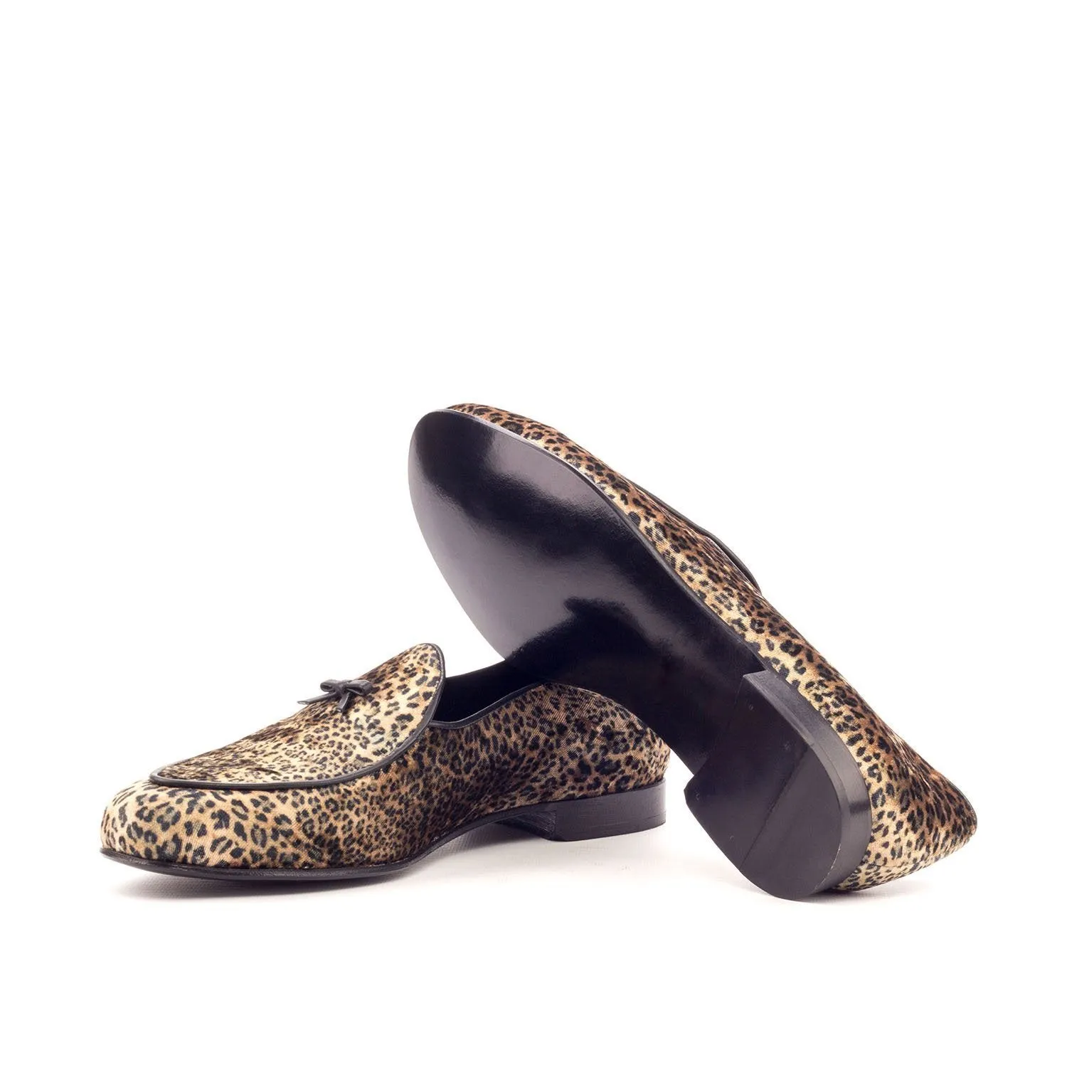 Ambrogio Bespoke Men's Handmade Custom Shoes Beige Fabric Belgian Loafers (AMB1768)