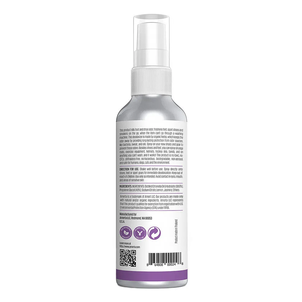 Amerta® All Natural Antibacterial Deodorizer for Shoes, Feet, and Sport Gear