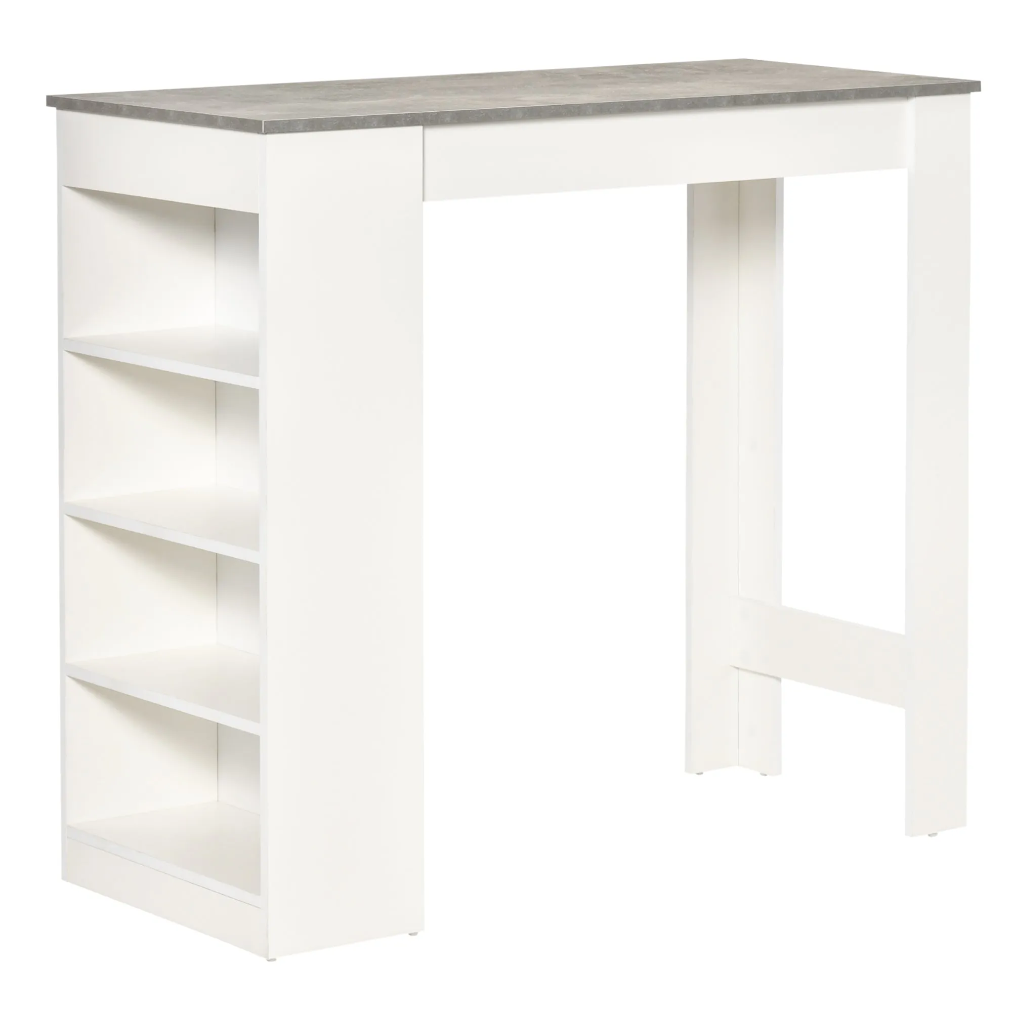 Bar Table Coffee Table Kitchen Dining Table with 4-Tier Storage Shelf for Kitchen Dining Room Living Room Grey