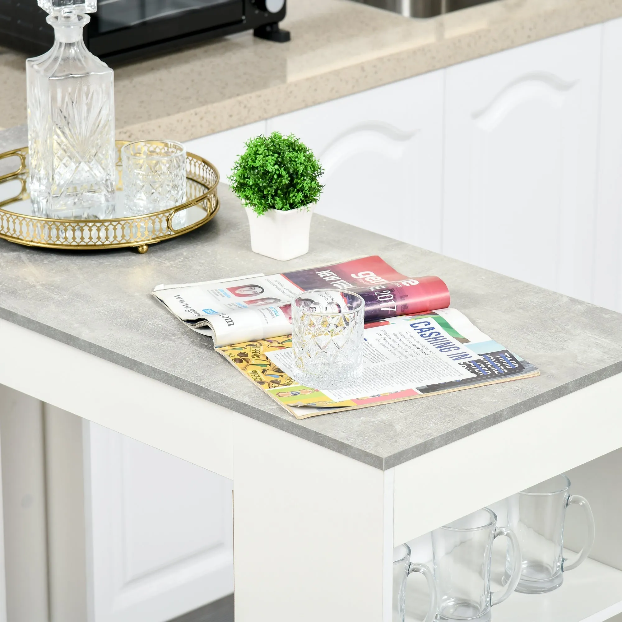 Bar Table Coffee Table Kitchen Dining Table with 4-Tier Storage Shelf for Kitchen