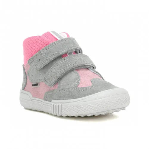 Bartek Girls' Gray-Pink Prophylactic Leather Ankle Sneakers | W-21704-7/AS8