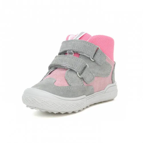 Bartek Girls' Gray-Pink Prophylactic Leather Ankle Sneakers | W-21704-7/AS8