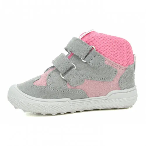 Bartek Girls' Gray-Pink Prophylactic Leather Ankle Sneakers | W-21704-7/AS8