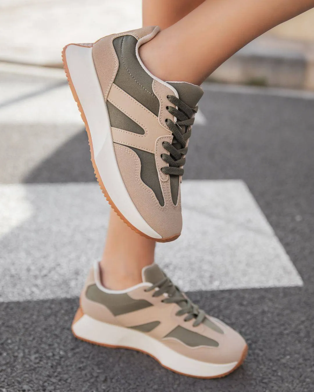 Basket femme kaki à lacets - Amélia