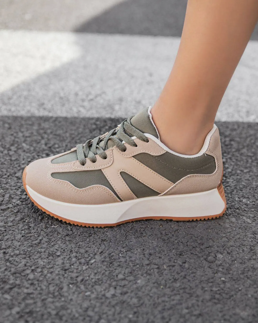 Basket femme kaki à lacets - Amélia