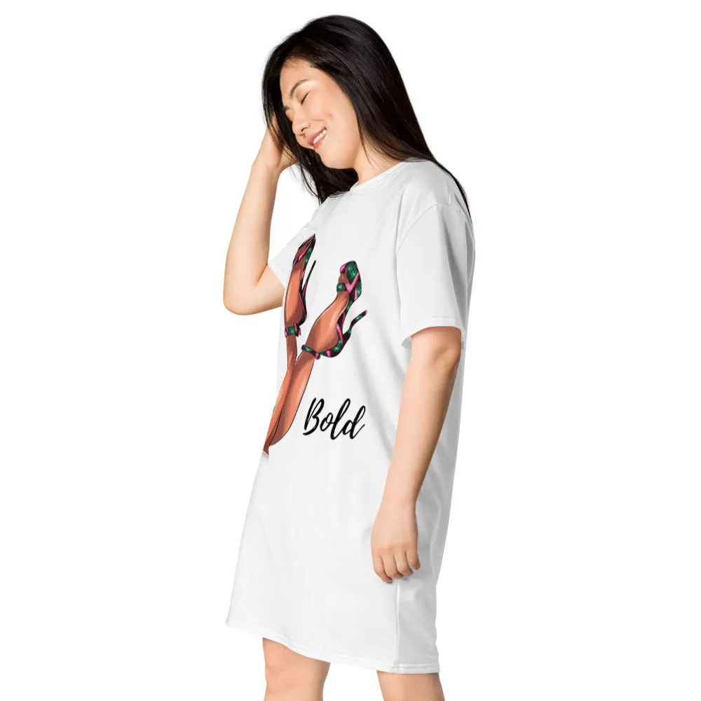 'Bold' White T-shirt Dress