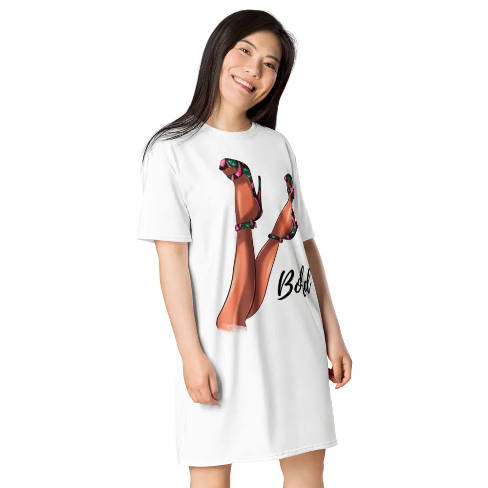 'Bold' White T-shirt Dress