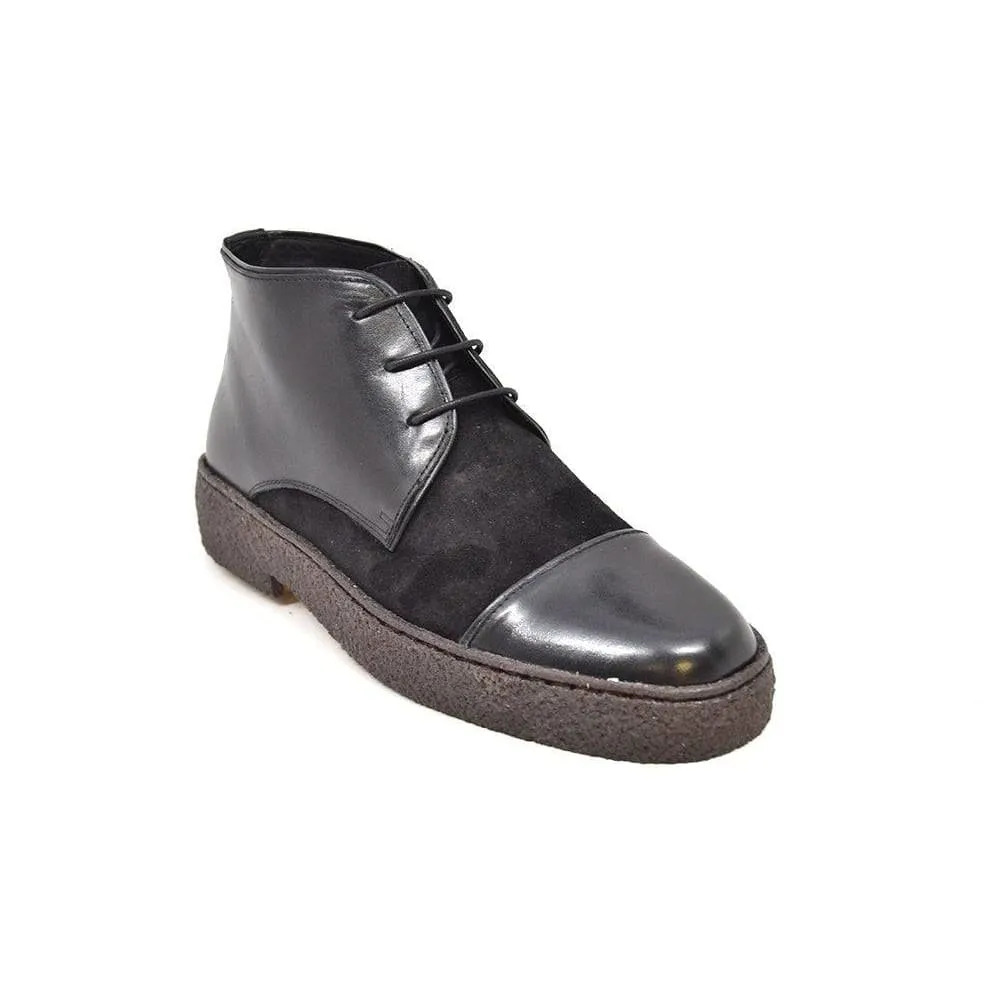British Walkers Playboy Cap Toe Men's Black Leather and Suede High Tops