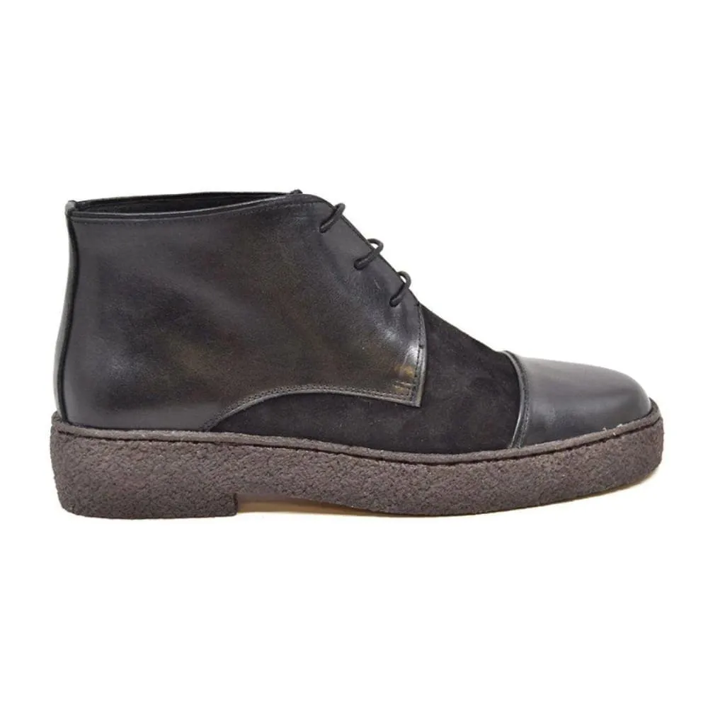 British Walkers Playboy Cap Toe Men's Black Leather and Suede High Tops