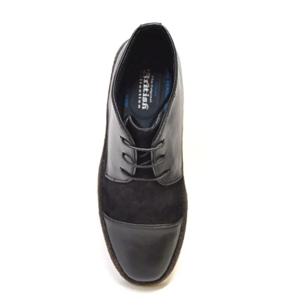 British Walkers Playboy Cap Toe Men's Black Leather and Suede High Tops