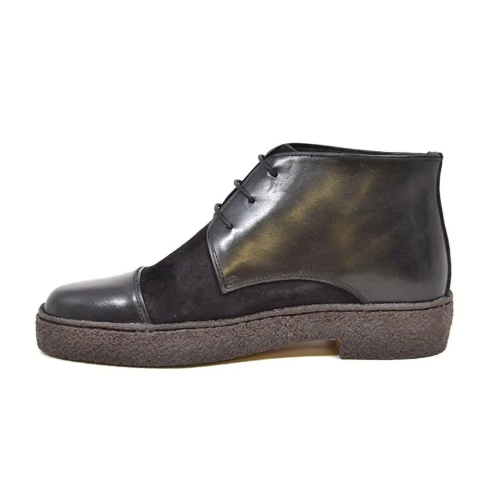 British Walkers Playboy Cap Toe Men's Black Leather and Suede High Tops