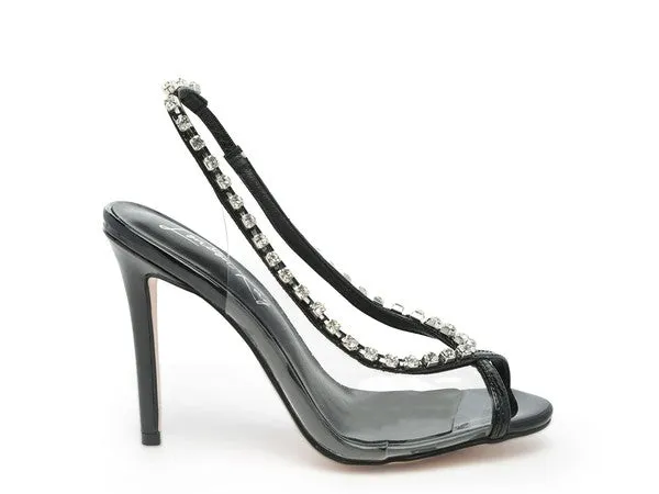 Clear Stiletto Black Sling-back