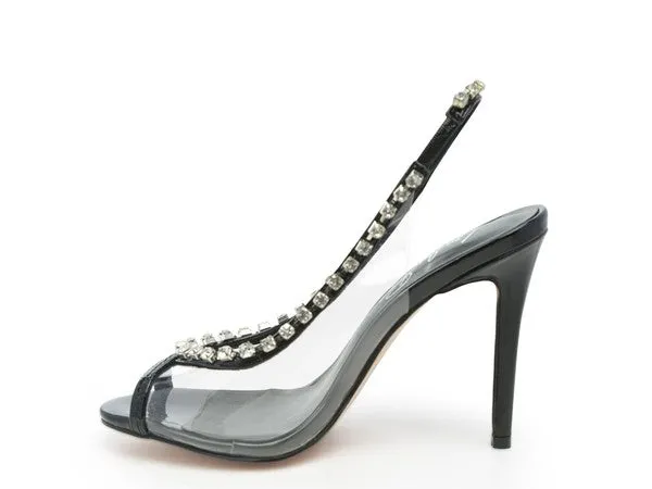 Clear Stiletto Black Sling-back