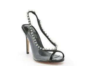 Clear Stiletto Black Sling-back