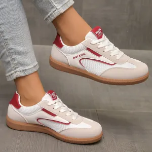 Contrast Round Toe Flat Sneakers