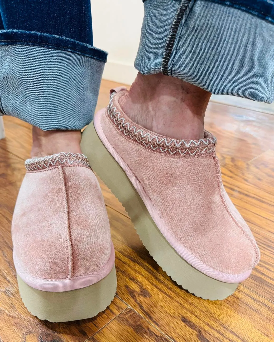Corkys "Pillow Talk" Blush Faux Suede Slip-Ons Final Sale!