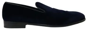 Dolce & Gabbana Blue Velvet Loafers Formal Shoes