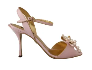 Dolce & Gabbana Elegant Silk Blend Pink Ankle Strap Heels