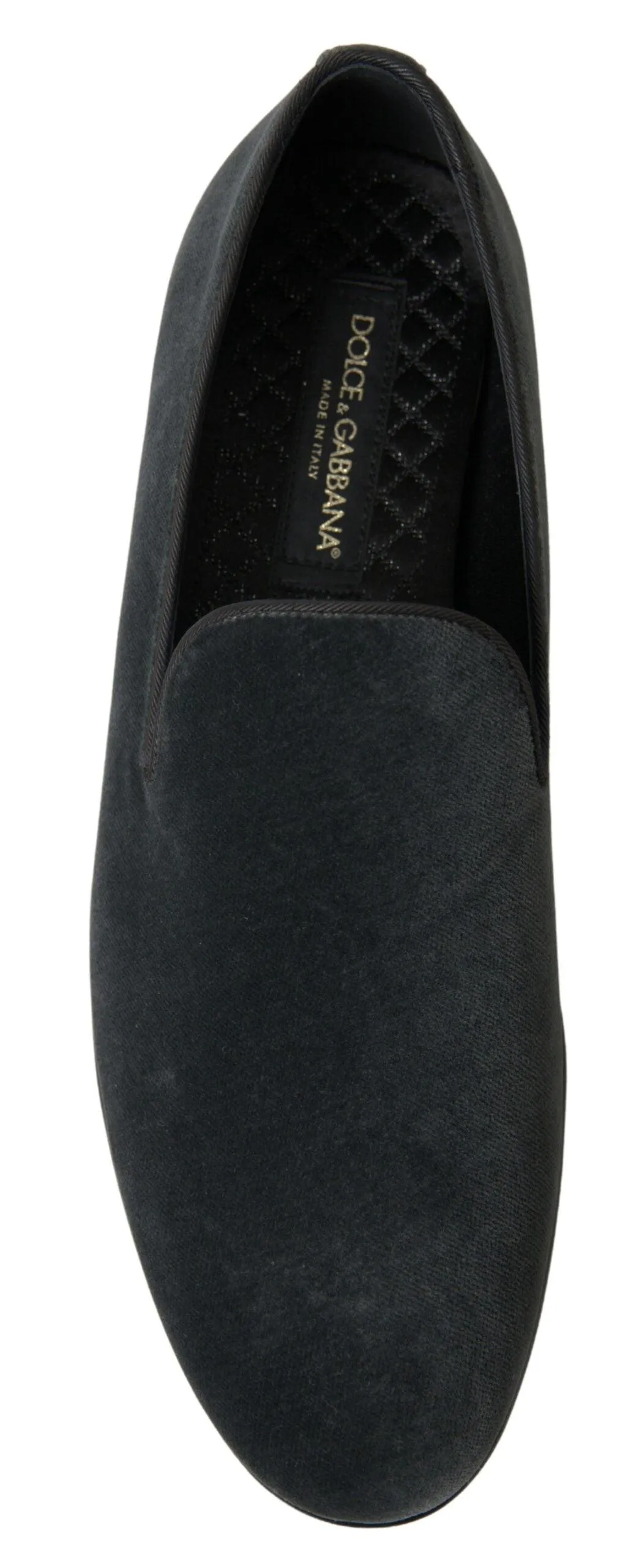 Dolce & Gabbana Gray Velvet Loafers Formal Shoes