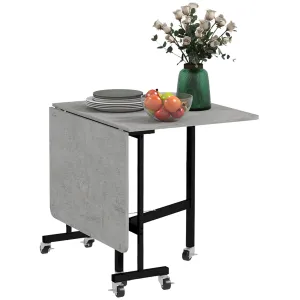 Drop Leaf Table Folding Dining Table with Metal Frame Rolling Kitchen Dining Table for Small Spaces 120cm Grey