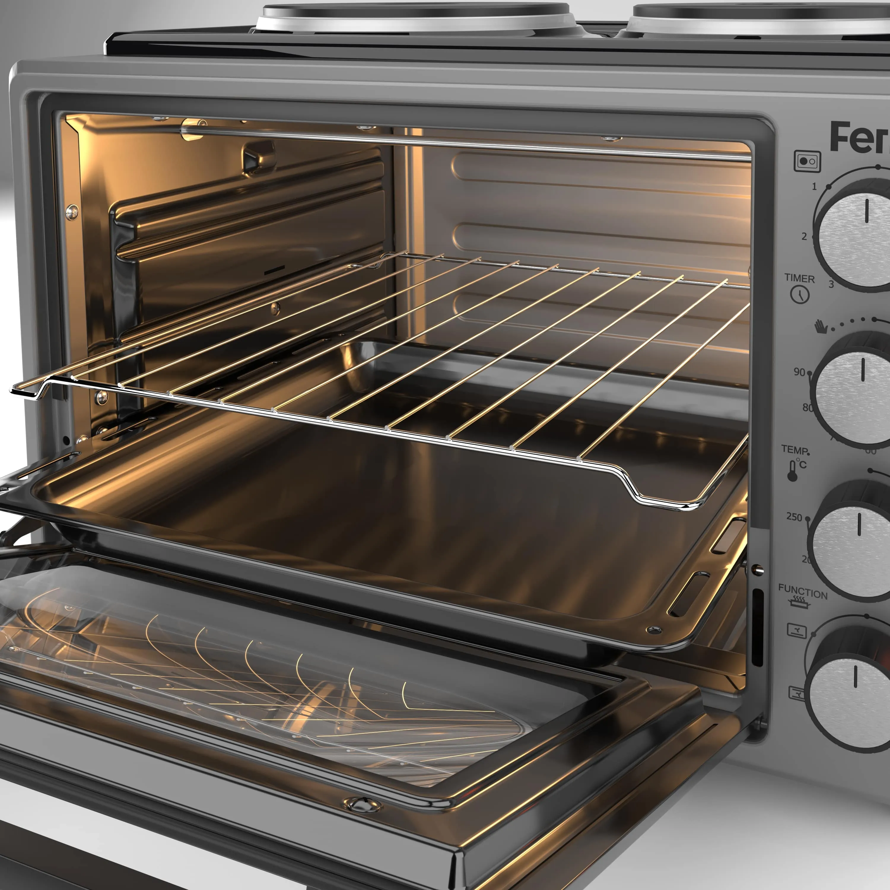 Ferre 3550X-HP  - 35L Turbo Mini Oven With 2 Plate - Grey