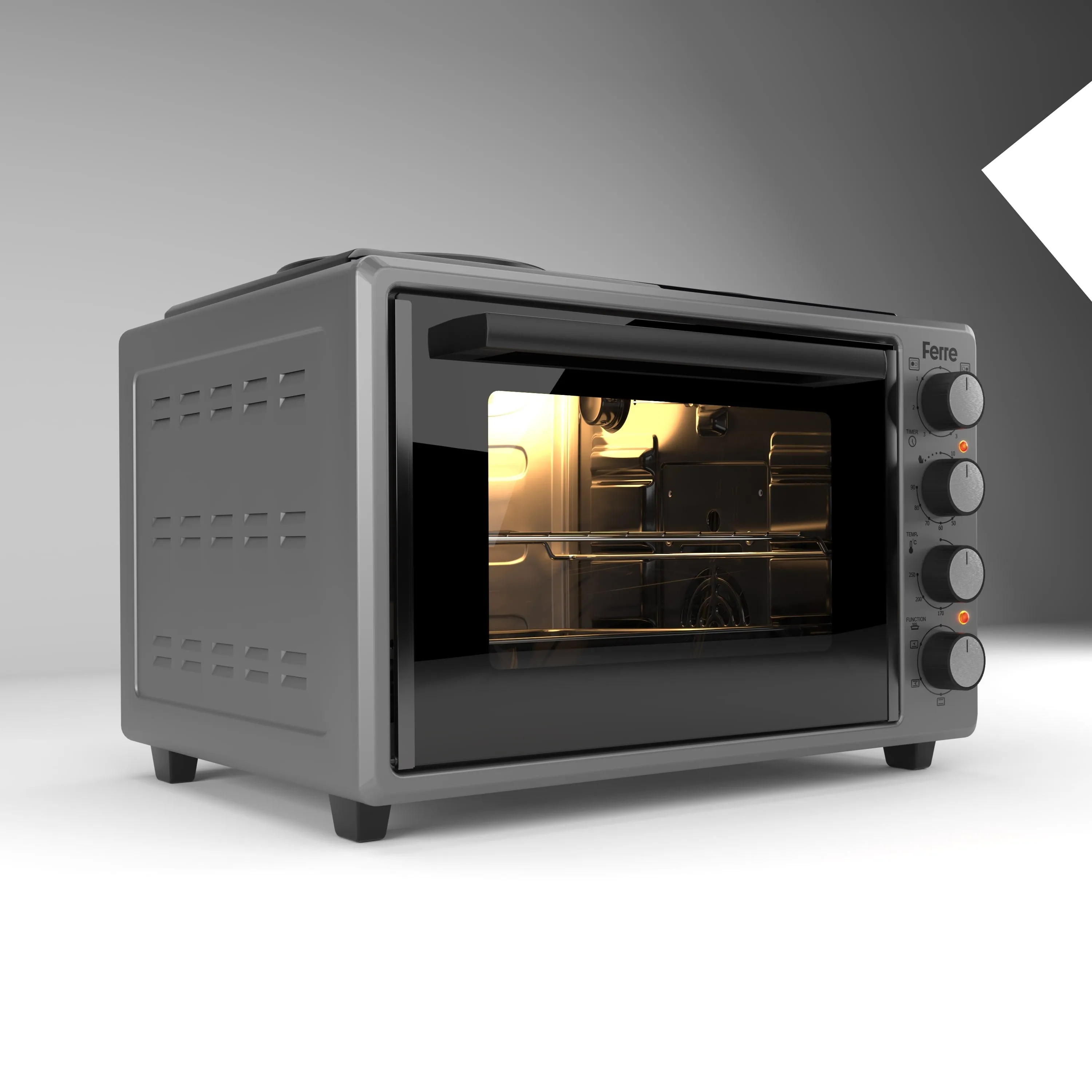 Ferre 3550X-HP  - 35L Turbo Mini Oven With 2 Plate - Grey
