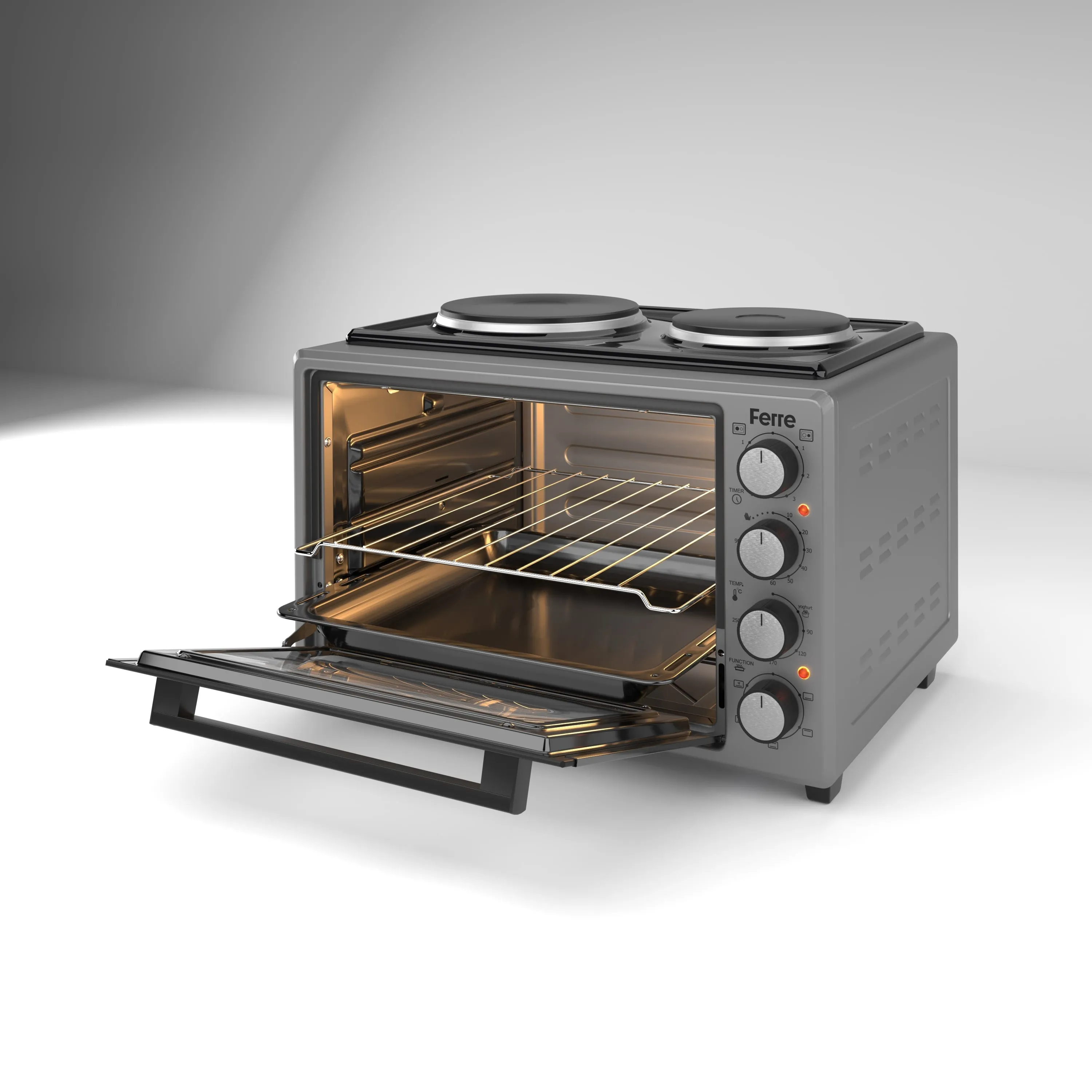 Ferre 3550X-HP  - 35L Turbo Mini Oven With 2 Plate - Grey