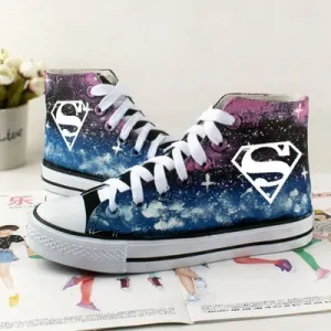 Galaxy Shoes Superman High Top Shoes Luminous Canvas Shoes Sneakers
