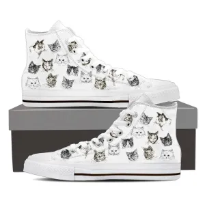 Hand Drawn Cats Women's Canvas High Top Shoes