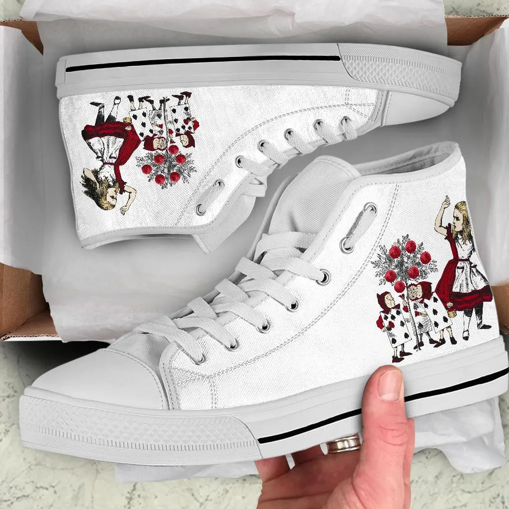 High Top Sneakers - Alice in Wonderland Gifts #31 White | Birthday Gifts, Gift Idea, Custom Sneakers Women, Custom Women's Sneakers