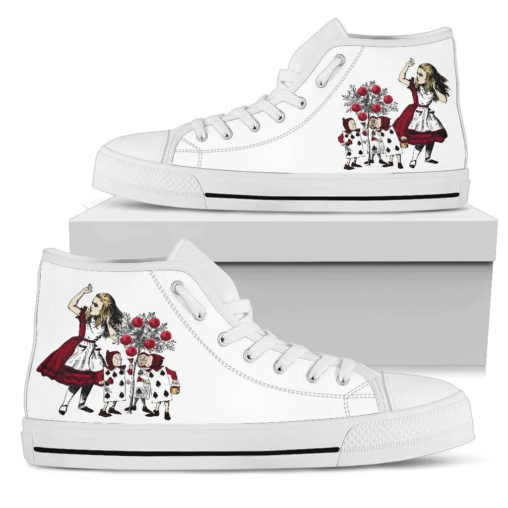 High Top Sneakers - Alice in Wonderland Gifts #31 White | Birthday Gifts, Gift Idea, Custom Sneakers Women, Custom Women's Sneakers