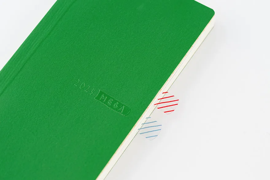 Hobonichi Weeks MEGA,  Hobonichi Techo 2025 Sneaker: Leaf Green Weeks Mega Softcover Book / Weekly Horizontal / January start / Monday start - English Edition