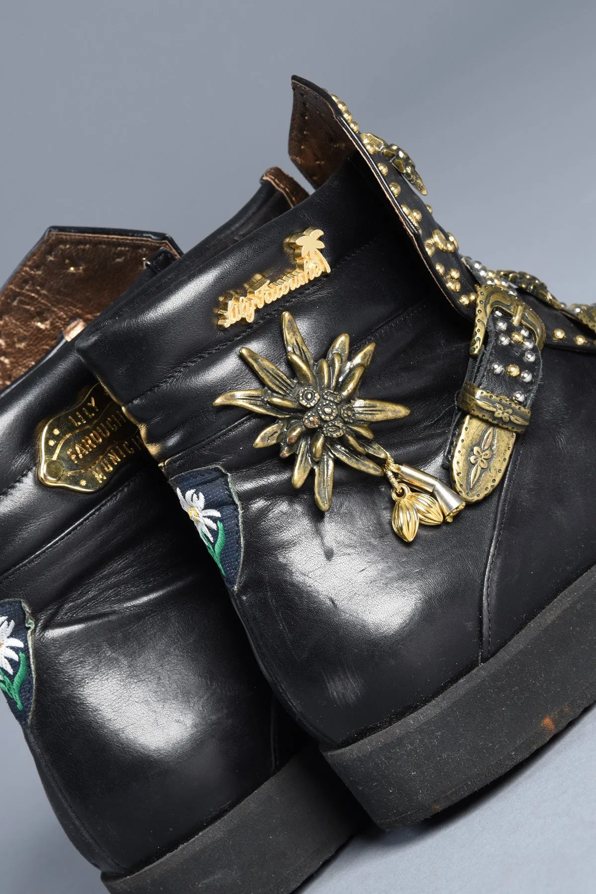Lily Farouche Calfskin Studded High Top Sneaker Boots