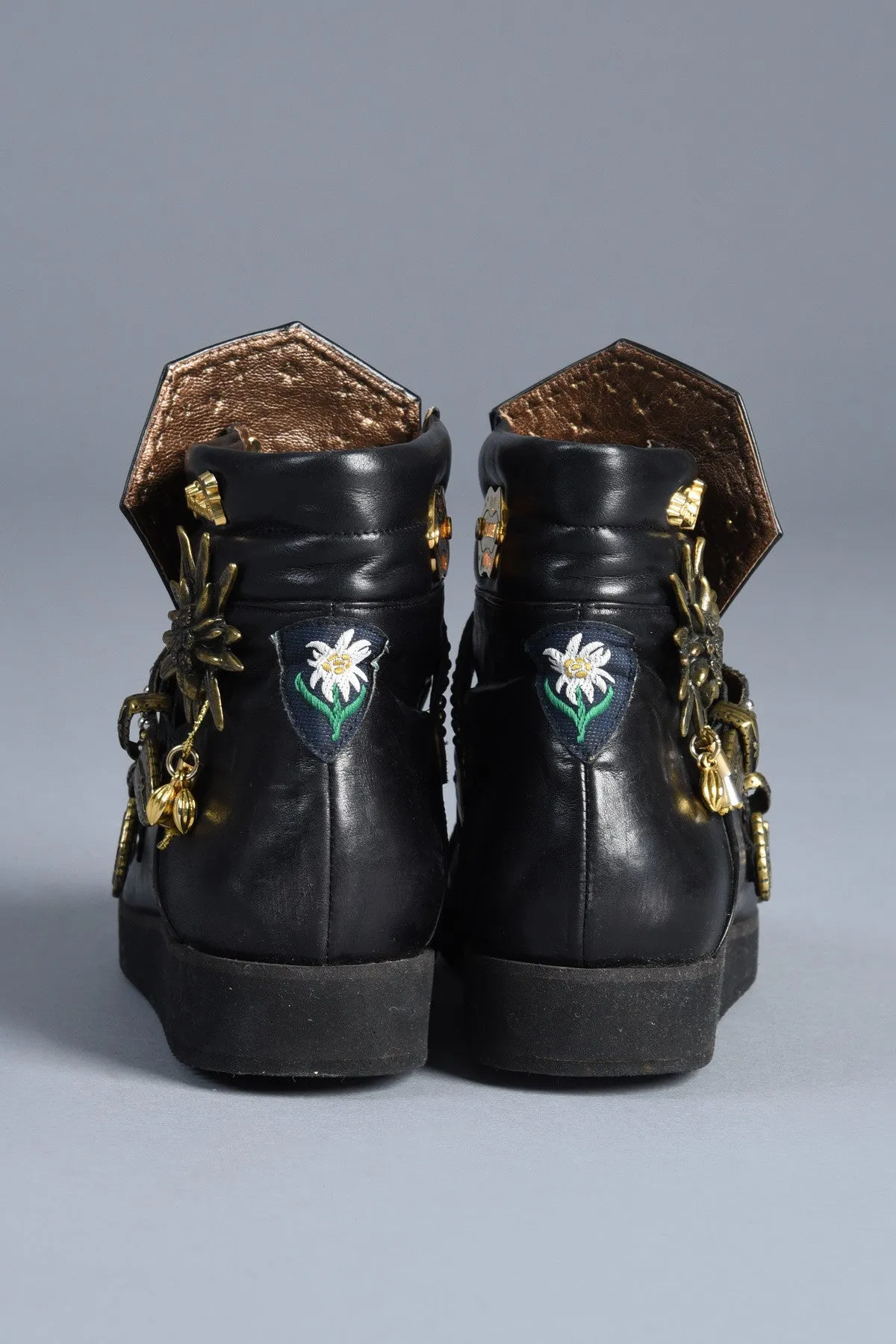 Lily Farouche Calfskin Studded High Top Sneaker Boots