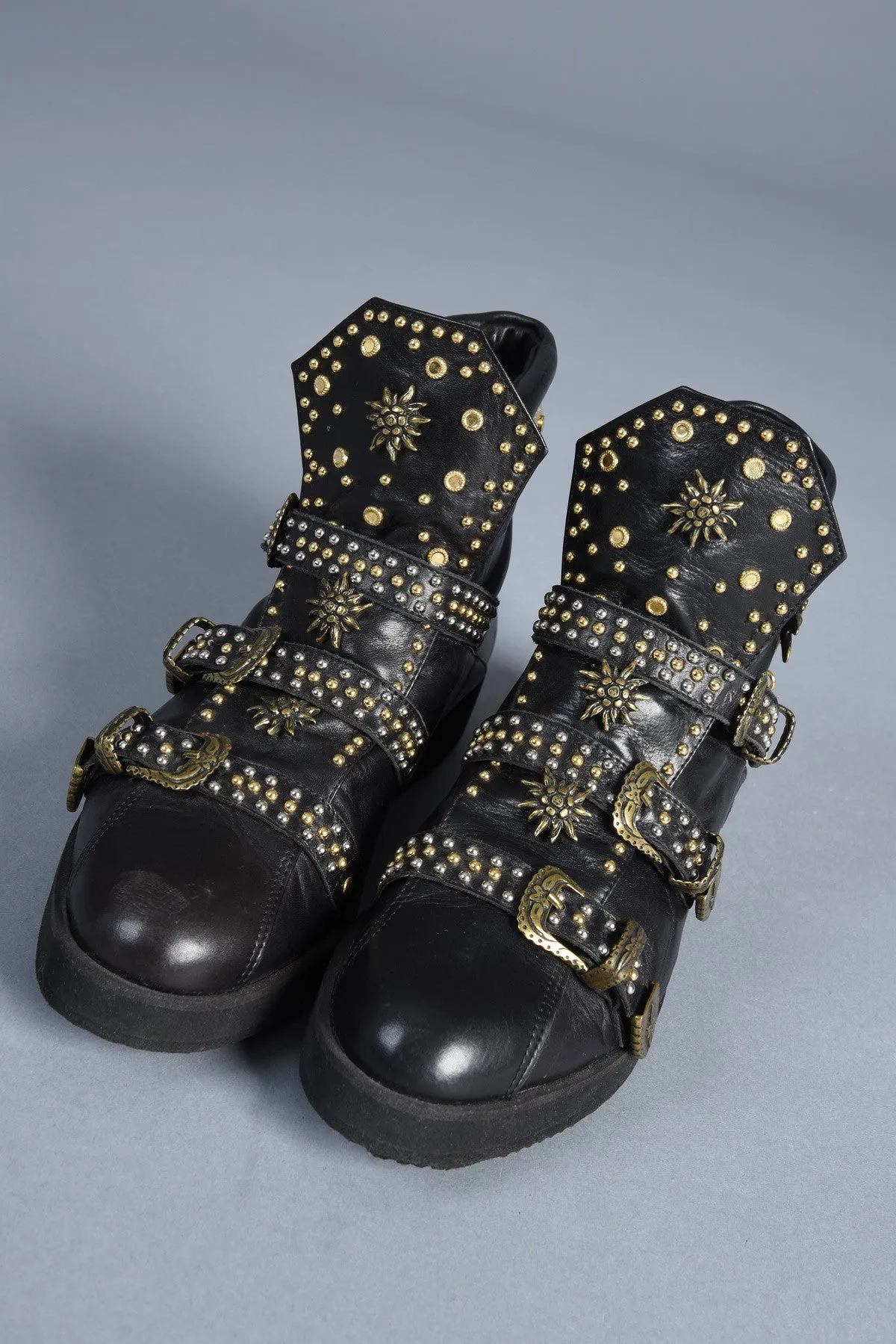Lily Farouche Calfskin Studded High Top Sneaker Boots