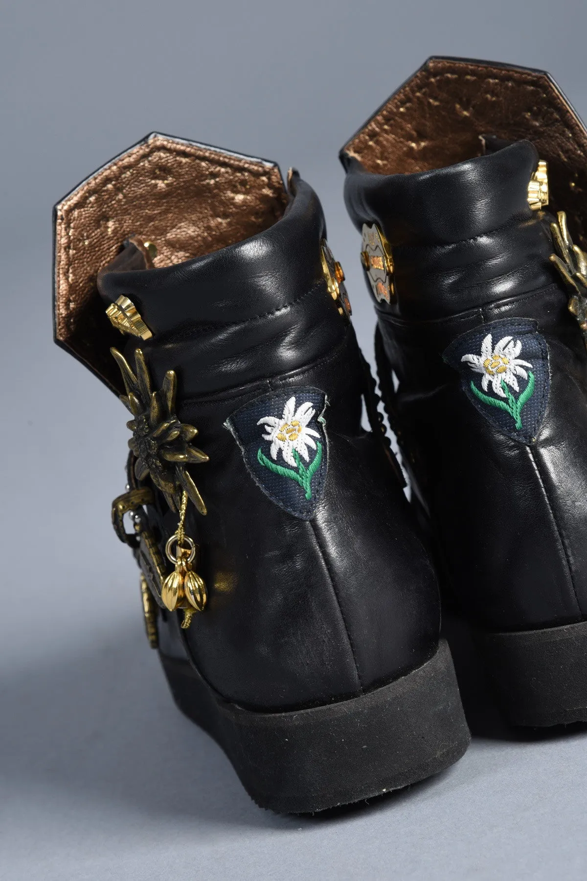Lily Farouche Calfskin Studded High Top Sneaker Boots