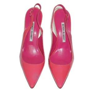 MANOLO BLAHNIK Pink Leather Slingback Heels