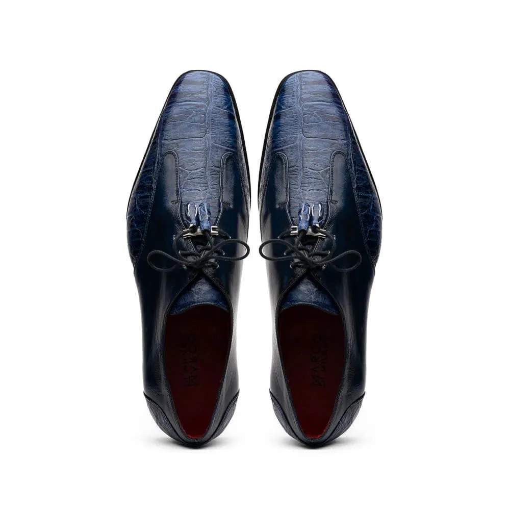 Marco Di Milano Anzio Exotic Alligator & Calfskin Leather Blue Oxfords