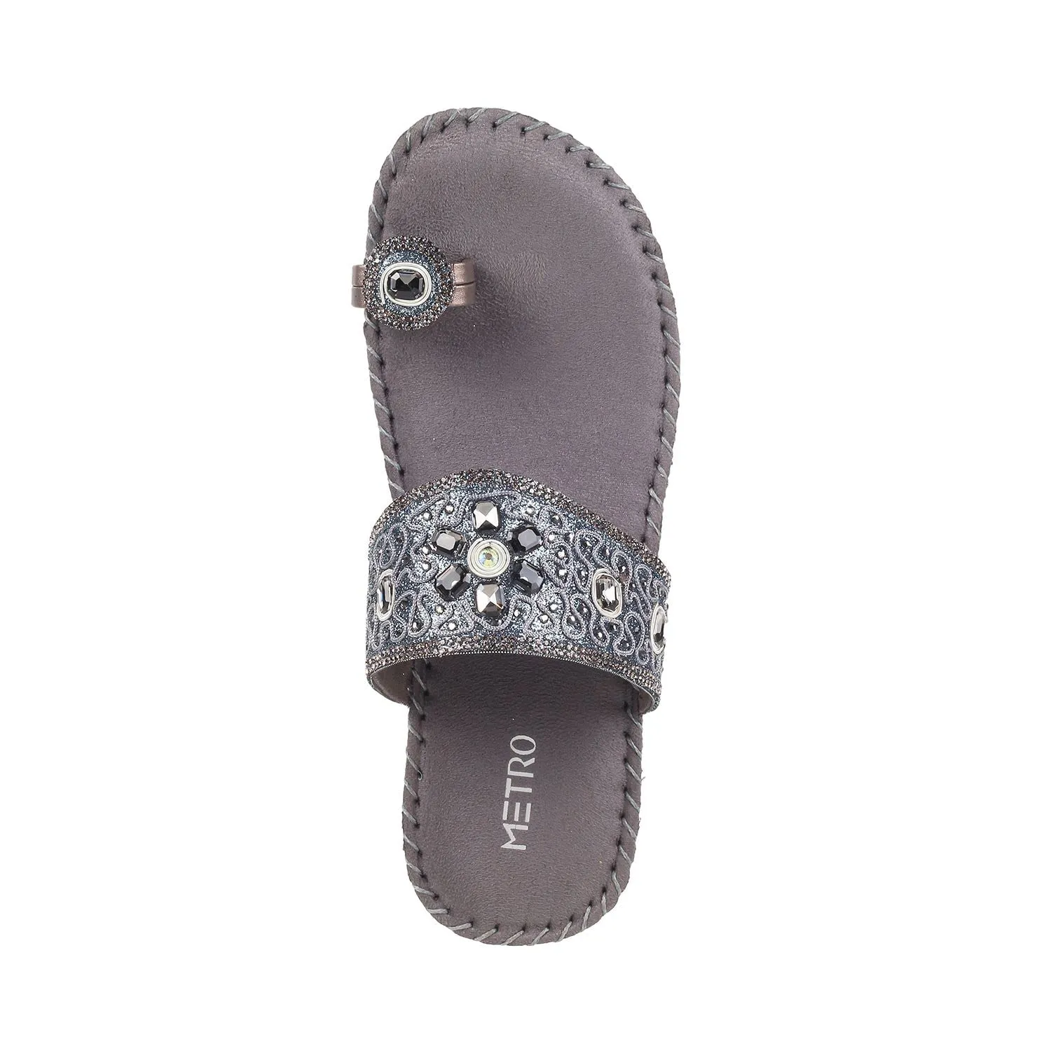 Metro Womens Synthetic Gun Metal Slip Ons