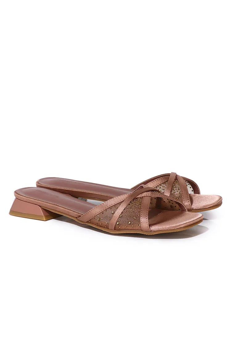 Naomi Glittered Slip Ons Sandals (Chestnut)