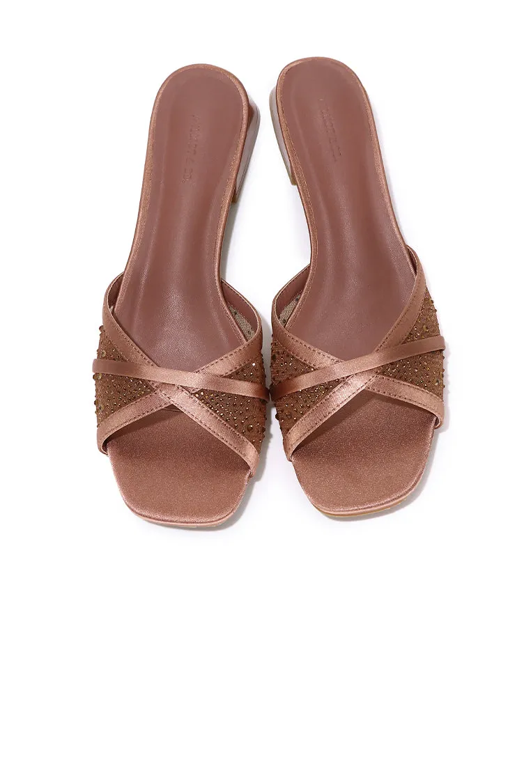 Naomi Glittered Slip Ons Sandals (Chestnut)