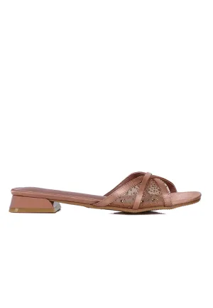 Naomi Glittered Slip Ons Sandals (Chestnut)