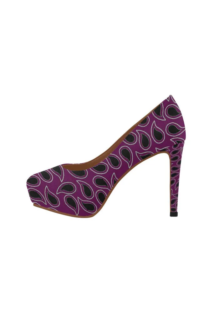 Plum Paisley Women's High Heels