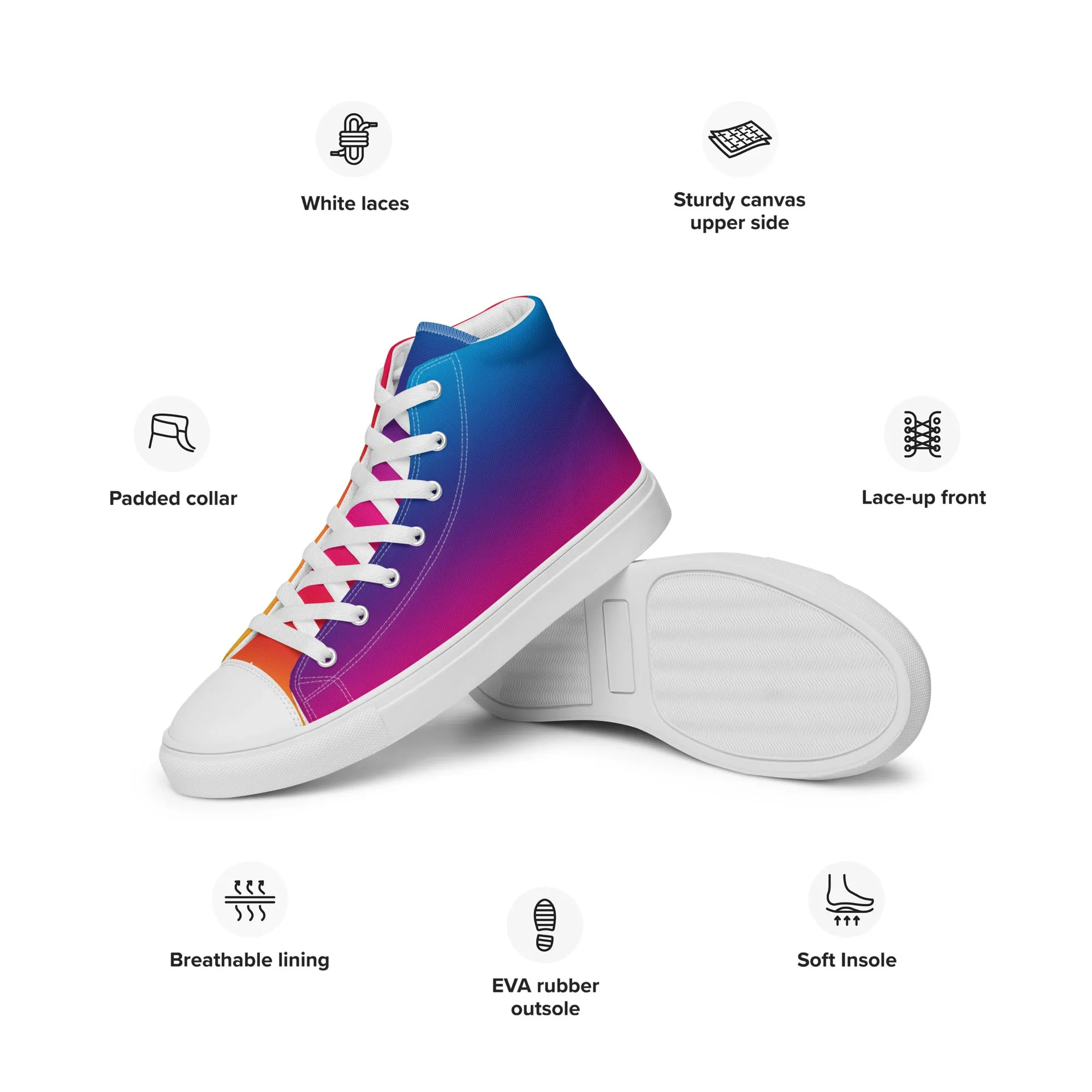 Rainbow Spectrum Women’s high top canvas shoes