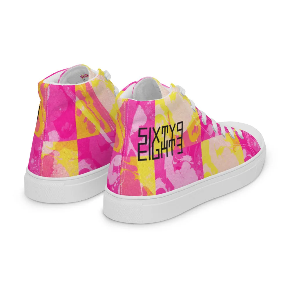 Sixty Eight 93 Logo Black Marble #1 Women's High Top Shoes
