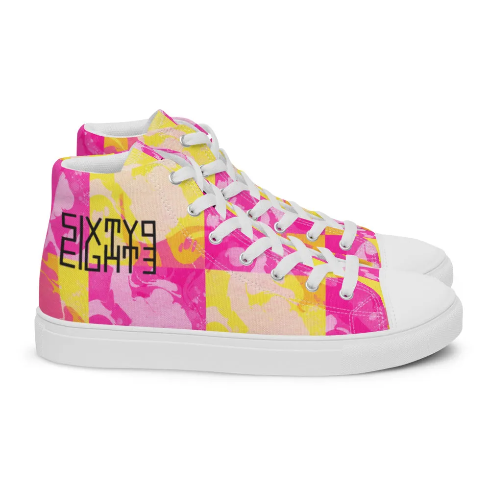 Sixty Eight 93 Logo Black Marble #1 Women's High Top Shoes