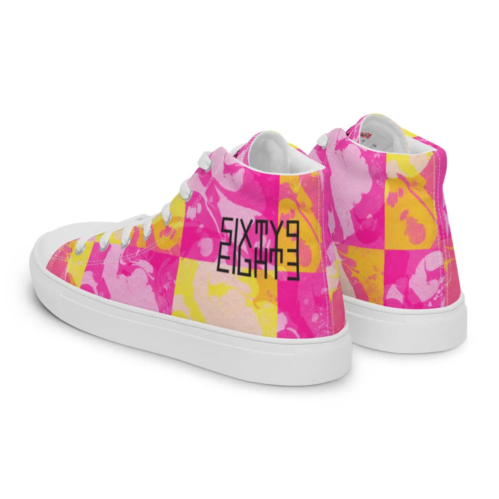 Sixty Eight 93 Logo Black Marble #1 Women's High Top Shoes
