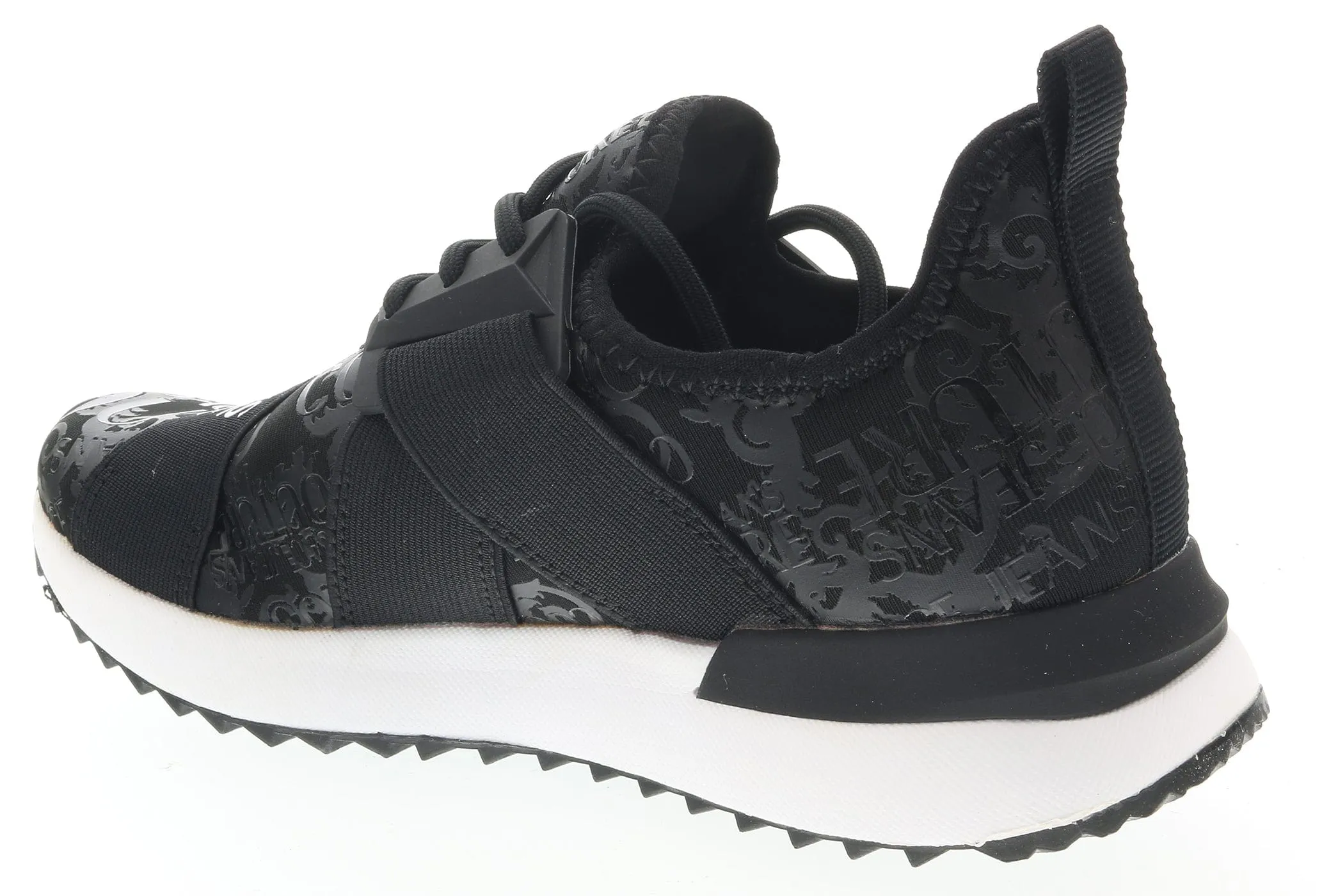 Versace Jeans Couture Black Signature Heel Court Lace Up Sneakers