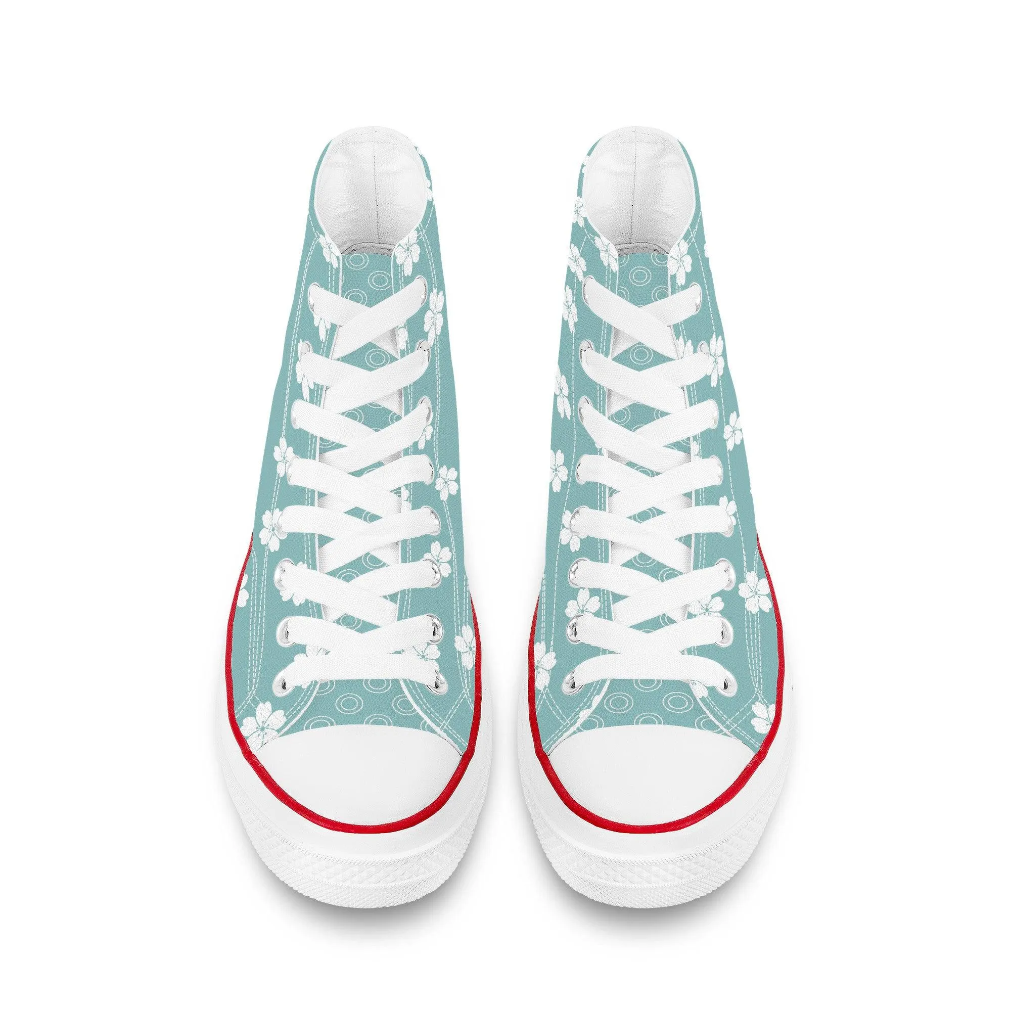 White Sakura Blue High Tops